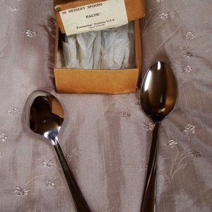 NEW Vintage SET of 36 Everlasting Stainless BALTIC Oval Place Dessert Spoons